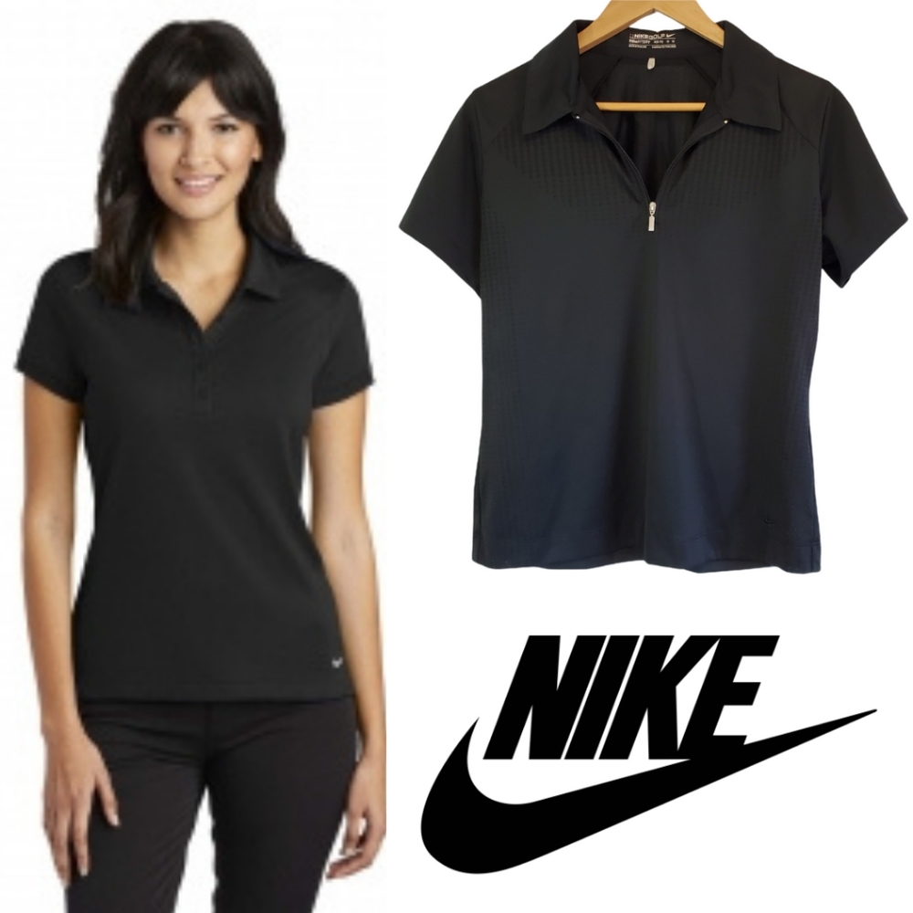 Nike FitDry Short Sleeve Golf Polo Shirt in Solid Black